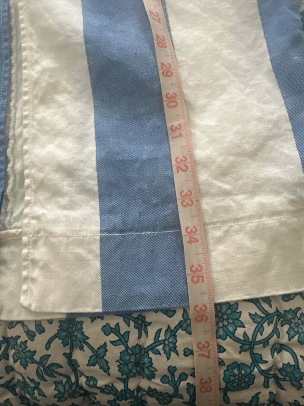 Anthropologie Colette Linen Maxi Skirt Stripes Patch Pockets Blue Slit Sz Medium - Picture 6 of 11